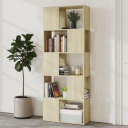 Berkfield Home Book Cabinet Room Divider Sonoma Oak 60x24x155 cm in Brown - Size: 60 x 24 x 155 cm - thumbnail 3