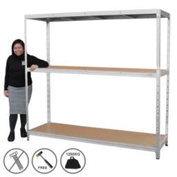 Monstershop Galvanised Steel Heavy-Duty Racking Unit in Silver - thumbnail 2
