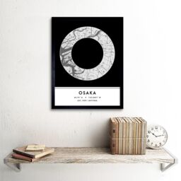 "Wee Blue Coo Wall Art Print Osaka Japan City Map Modern Typography Stylish Letter Framed Word in Black - Size: W12"" x H16""" - thumbnail 2