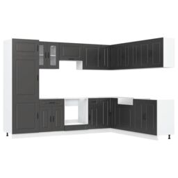 Berkfield Home 14 Piece Kitchen Cabinet Set Kalmar Black Engineered Wood - thumbnail 2