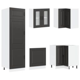 Berkfield Home 14 Piece Kitchen Cabinet Set Kalmar Black Engineered Wood - thumbnail 5
