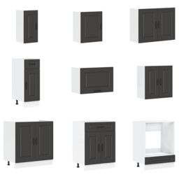 Berkfield Home 14 Piece Kitchen Cabinet Set Kalmar Black Engineered Wood - thumbnail 4