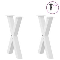 Berkfield Home Dining Table Legs X-Shaped 2 pcs White 60x(72-73) cm Steel - thumbnail 3