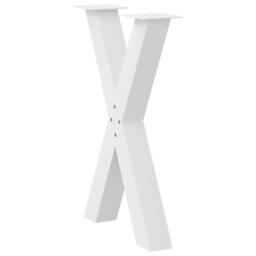 Berkfield Home Dining Table Legs X-Shaped 2 pcs White 60x(72-73) cm Steel - thumbnail 4
