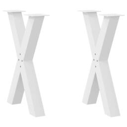 Berkfield Home Dining Table Legs X-Shaped 2 pcs White 60x(72-73) cm Steel - thumbnail 2