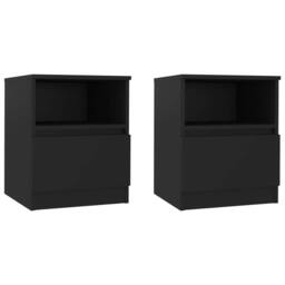 Berkfield Home Durable Bed Cabinets 2 pcs Black 40x40x50 cm Engineered Wood - Size: 40 x 40 x 50 cm - thumbnail 3
