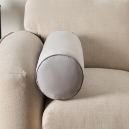 OHS Matte Velvet Filled Bolster Cushion Scatter Throw Pillow in Light Grey - thumbnail 2