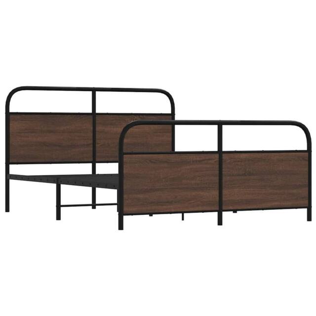 Berkfield Home Metal Bed Frame without Mattress Brown Oak 160x200 cm - image 1