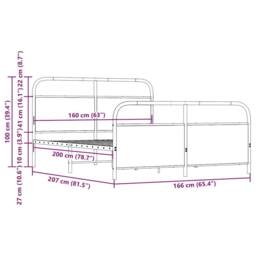 Berkfield Home Metal Bed Frame without Mattress Brown Oak 160x200 cm - thumbnail 9