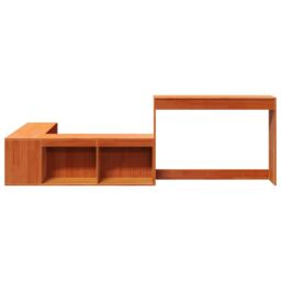 Berkfield Home Bedside Cabinet with Desk Wax Brown 222x122x75 cm Solid Wood Pine - Size: 222 x 122 x 75 cm - thumbnail 4
