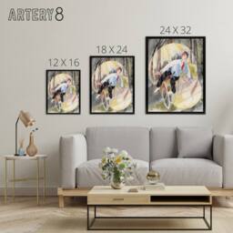 "Artery8 In Vaudeville The Bicycle Rider Demuth Framed Canvas Wall Art Print - Size: W12"" x H16""" - thumbnail 4
