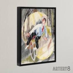 "Artery8 In Vaudeville The Bicycle Rider Demuth Framed Canvas Wall Art Print - Size: W12"" x H16""" - thumbnail 2