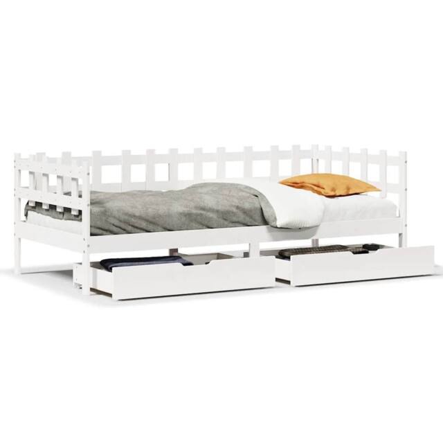 Berkfield Home Daybed with Drawers without Mattress White 90x190 cm Single Solid Wood - image 1