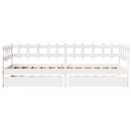 Berkfield Home Daybed with Drawers without Mattress White 90x190 cm Single Solid Wood - thumbnail 4