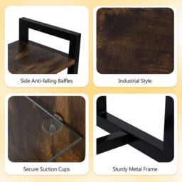 Havendro 107 CM Gaming Floating Shelves with LED Lights in Brown - thumbnail 3