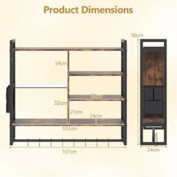 Havendro 107 CM Gaming Floating Shelves with LED Lights in Brown - thumbnail 2