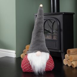 Samuel Alexander 60cm Battery Powered Light up Christmas Gonk with Grey Hat & Red Body - thumbnail 1