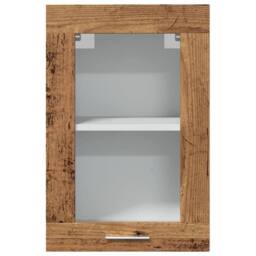 Berkfield Home Hanging Glass Cabinet Lyon Old Wood 40x31x60 cm Engineered Wood in Brown - Size: 40 x 31 x 60 cm - thumbnail 4