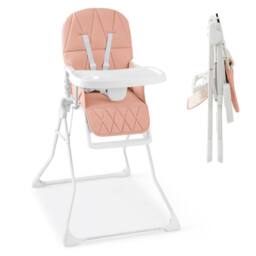 Costway Foldable High Chair Easy Clean Compact Highchair w/ Tray in Pink - thumbnail 3
