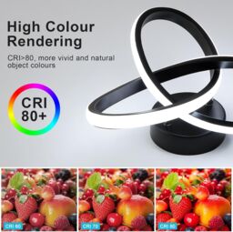 COMELY Modern LED Ceiling Light, 22W Clover-Shaped Designer Ceiling Lamp, 6500K in Black - thumbnail 7
