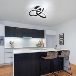 COMELY Modern LED Ceiling Light, 22W Clover-Shaped Designer Ceiling Lamp, 6500K in Black - thumbnail 2