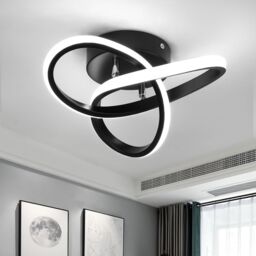 COMELY Modern LED Ceiling Light, 22W Clover-Shaped Designer Ceiling Lamp, 6500K in Black - thumbnail 1