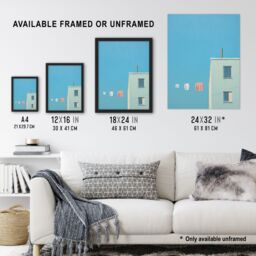 Artery8 Wall Art Print My Neighbours Pants By Amy Denver Minimalist Soft Pastel Blue Laundry Room Minimalism Simple Modern Artwork Art Framed - thumbnail 3