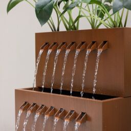Primrose Garnock Galvanised Zinc Cascading Garden Water Feature & Planter 76cm in Brown - thumbnail 6