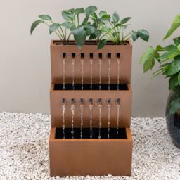 Primrose Garnock Galvanised Zinc Cascading Garden Water Feature & Planter 76cm in Brown - thumbnail 2