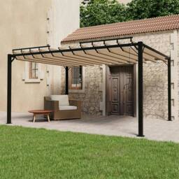Berkfield Home Gazebo with Louvered Roof 3x4 m Taupe Fabric & Aluminium - thumbnail 2