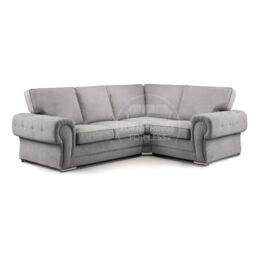 Furnishings For Less UK Milan 4 Seater L Shaped Corner Sofa Full Back Chesterfield Arms Grey Right Hand Facing - thumbnail 1
