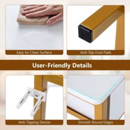 VOGREX Modern Entryway Table, 2 Fabric Drawers Open Compartment in White - thumbnail 5