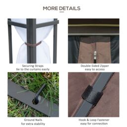 OUTSUNNY 3 x 3(m) Patio Gazebo Canopy Garden Pavilion with 2 Tier Roof in Brown - thumbnail 6