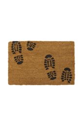 JVL Rubber Embossed PVC Backed Coir Doormat 40x60cm Foot Prints in Natural - Size: 40 cm x 60 cm - thumbnail 1