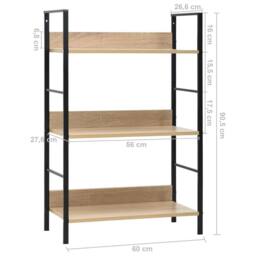 Berkfield Home 3-Layer Book Shelf Oak 60x27.6x90.5 cm Engineered Wood in Brown - thumbnail 7