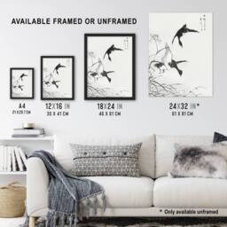 "Artery8 Tufted Duck & Reed Flower Japanese Vintage Wall Art Print Kashu - Size: W12"" x H16""" - thumbnail 3