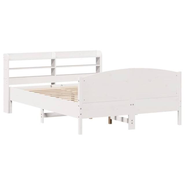 Berkfield Home Decorative Bed Frame without Mattress White 120x200 cm Solid Wood Pine - Size: Small Double - image 1