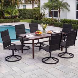 Costway Padded Patio Swivel Chairs Set of 2 Ergonomic Outdoor Dining Chairs in Black - thumbnail 9