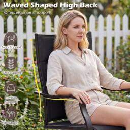Costway Padded Patio Swivel Chairs Set of 2 Ergonomic Outdoor Dining Chairs in Black - thumbnail 5