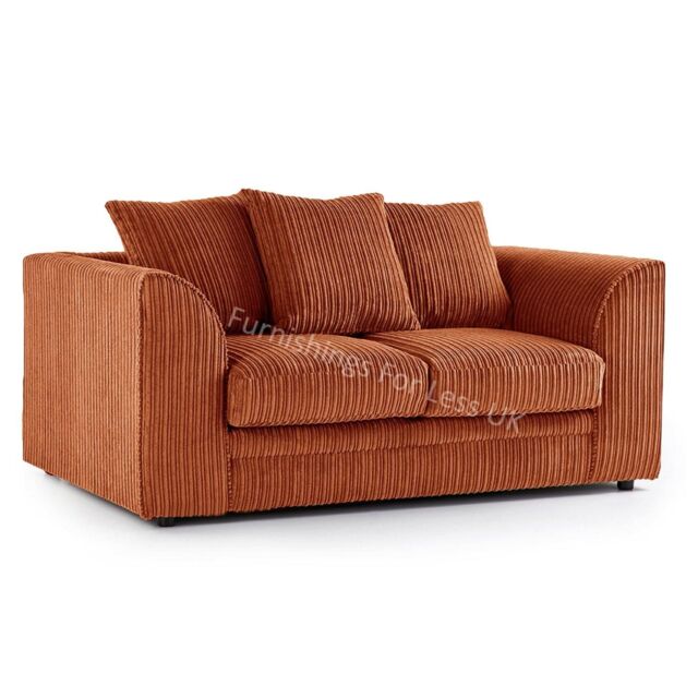 Furnishings For Less UK Luxor Jumbo Cord Fabric 2 Seater Sofa in Orange - image 1