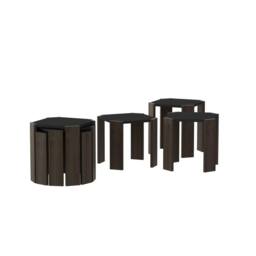 Decorotika Lori 3-Pieces Nesting Table Coffee Table Cocktail Table Set in Brown - thumbnail 3