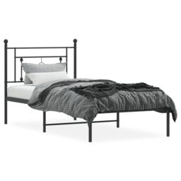 Berkfield Home Metal Bed Frame without Mattress with Headboard Black 90x190cm - Size: 90x190 cm - thumbnail 3