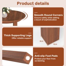 Costway 110CM Wooden Dining Table for 4-6 People Oval Kitchen Table in Walnut - thumbnail 9