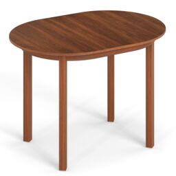 Costway 110CM Wooden Dining Table for 4-6 People Oval Kitchen Table in Walnut - thumbnail 3