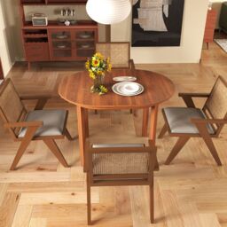Costway 110CM Wooden Dining Table for 4-6 People Oval Kitchen Table in Walnut - thumbnail 4