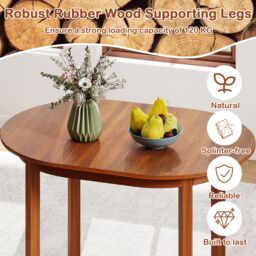 Costway 110CM Wooden Dining Table for 4-6 People Oval Kitchen Table in Walnut - thumbnail 7