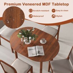 Costway 110CM Wooden Dining Table for 4-6 People Oval Kitchen Table in Walnut - thumbnail 8