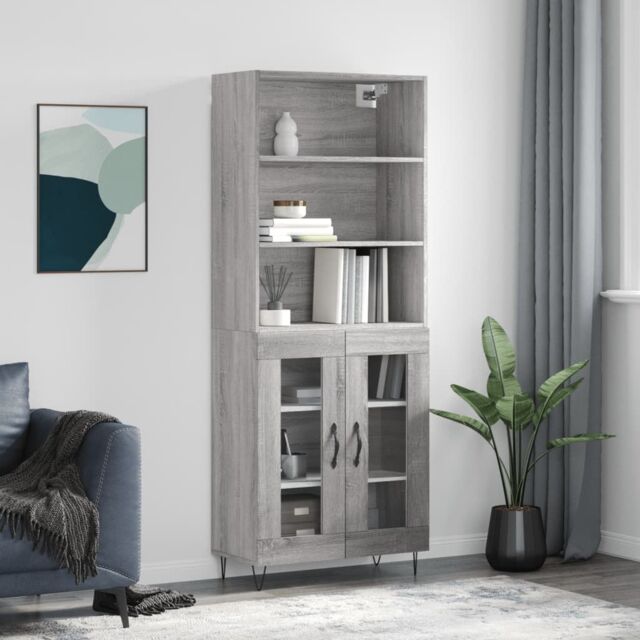 Berkfield Home Highboard Grey Sonoma 69.5x34x180 cm Engineered Wood - image 1