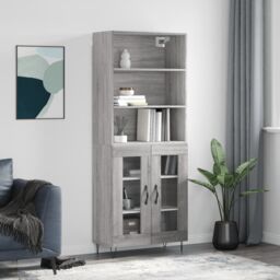 Berkfield Home Highboard Grey Sonoma 69.5x34x180 cm Engineered Wood - thumbnail 1
