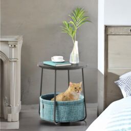 FURNOS Side Table with Removable & Washable Storage Basket in Cream - thumbnail 3